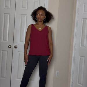 Chic Burgundy V-Neck Blouse